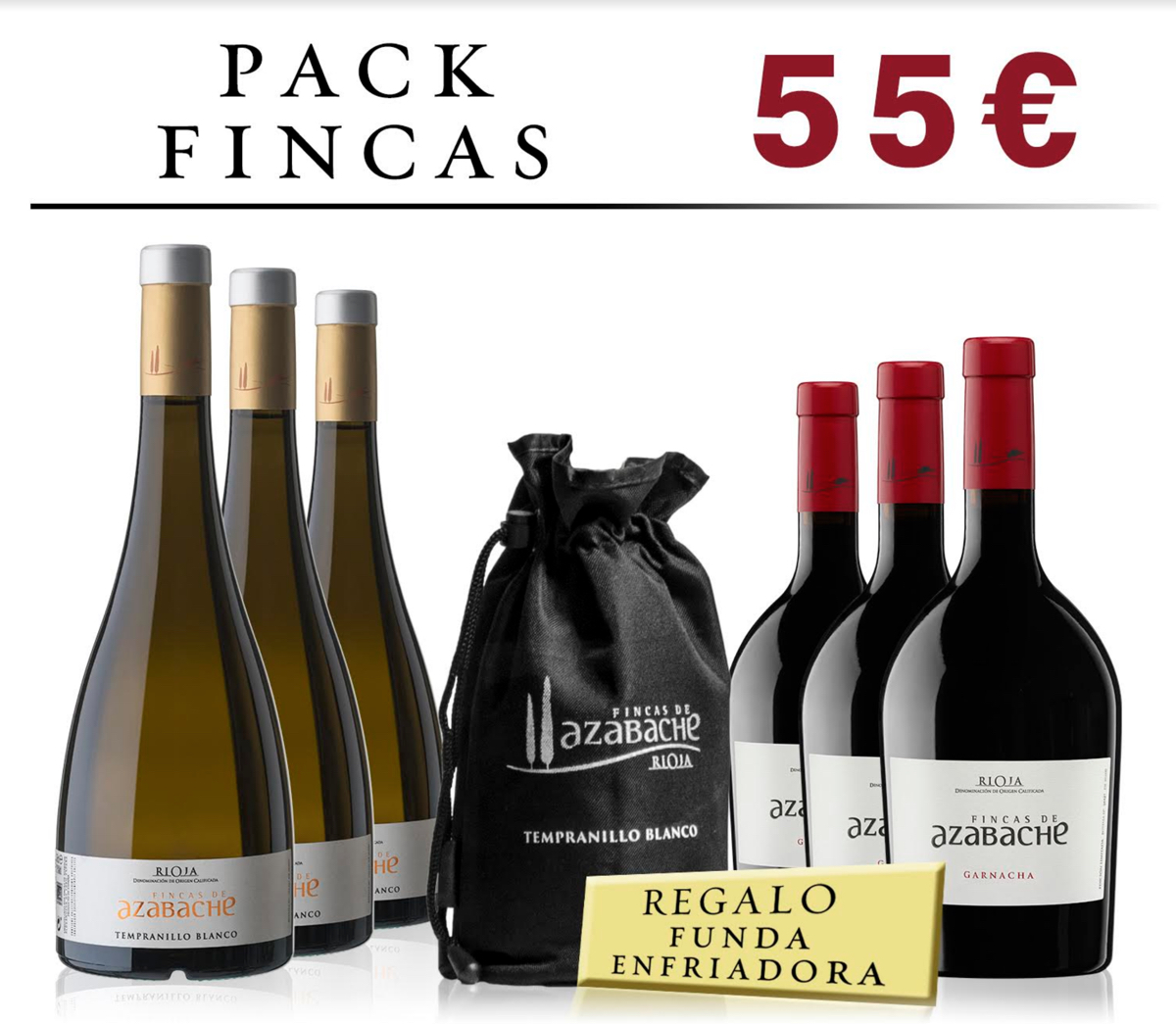 pack botellas vino Rioja fincas de azabache garnacha tempranillo blanco